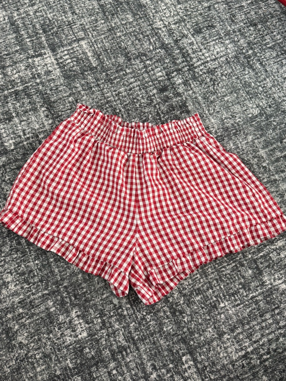 Red gingham shorts